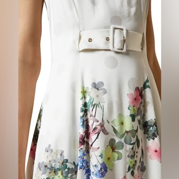 Ted Baker Floral Midi Dress - White and Black - Picture 3 of 16